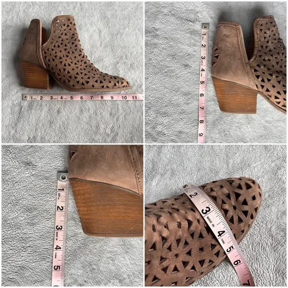 Musse & Cloud Athena Leather Laser Cut Western Ankle Boot Booties Tan Brown 10 - Picture 17 of 17